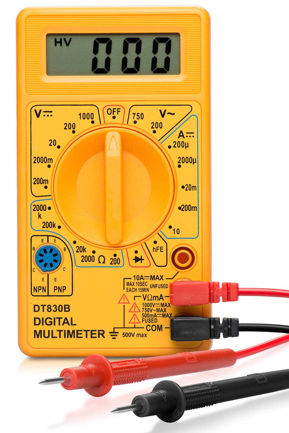 Multímetro digital (ca/cc, voltaje, DC Corriente, resistencia, diodos, Transistor HFE probador | Max lectura 1999