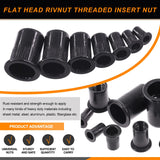 🔩 Rustark - 100 tuercas de remache M8 de acero al carbono, chapado en zinc, color negro, tuercas de remache moleteadas de cabeza plana