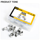 🔩 Mywish - 100 tuercas de remache #10-24, tuercas de acero inoxidable 304 con cabeza plana moleteada para cuerpo RIV, inserciones roscadas para madera y metal, tuercas de tornillo, remaches, kit de