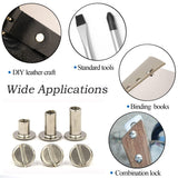 🔩 ALLOYGOLD - Juego de 75 tornillos Chicago plateados de 1/4 3/8 1/2 de piel, kit surtido de 3 tamaños de remaches de tornillo para remache de piel para manualidades de piel y encuadernación (M5 x 6, 10, 12)