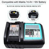 QCZRED - Paquete de 2 baterías BL1850B de 18 V 5.0 Ah y cargador de 3 A DC18RC para Makita 18V LXT BL1850 BL1840b BL1830 BL1815 BL1860B
