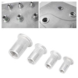 🔩 Tuercas remachables, 200 piezas Kit surtido de tuercas remachables, tuercas de inserción roscadas de cabeza plana de aluminio, juego de combinación M3/M4/M5/M6 de grano vertical empaquetado,Tuerca
