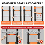 ▶ Escalera Telescópica Recta 3.9 M, Escaleras Plegables para Casa Retractil y Portátil, Escaleras Multiposiciones de Acero Carbono, Fuerte y Duradero, Altura Ajustable, con Bloqueo De Escalón