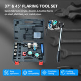 ▶ Herramientas de abocinamiento de línea de freno, juego de herramientas de abocinamiento de 45 y 37 grados, kit de herramientas de abocinamiento de doble burbuja para líneas de freno