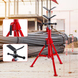 ▶ Soporte de tubería plegable ajustable para tuberías de alta resistencia, construcción de acero robusto, capacidad de carga de 2500 libras, soportes de conector de cabeza en V para