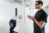 BOSCH GCL100-80CG 100 pies 12 V Max Connected Green-Beam Cross-Line Laser, incluye batería de iones de litio de 2.0 Ah 12 V y cargador, montaje giratorio magnético, bolsa resistente, estuche de