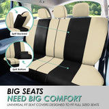 ▶ Juego de fundas de asiento COMBO con funda para volante y almohadilla para cinturón de seguridad (compatible con airbag y asiento dividido en beige/negro)