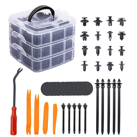 🔩 Grapas Automotrices 670 Piezas , Clips de Sujeción de Plástico para Coche 16 Tamaños, con Herramientas de Extracción de Sujetadores, Universal Auto Clips de Nylon para Toyota, Honda, Nissan, Mazda