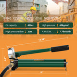 Gato con Bomba de Mano hidráulica de 20 toneladas de 5 cm + cp-180 con manómetro hidráulico Porta Power Kit de 20 toneladas, Cilindro Corto de Perfil bajo