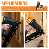 Clavadora neumática de 21 grados con clavos | Clavos de cabeza redonda completa de 2 pulgadas - 3-1/2 pulgadas | Anti-fuego seco, doble gatillo, ajuste de profundidad y agarre Freeman