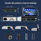 ▶ Estereo Retráctil 7 Pulgada con Enlace Espejo Autoestéreo Reproductor MP5, Bluetooth 5.0, Entrada Auxiliar, Radio FM, USB, TF, Cámara de Visión Trasera