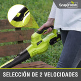 Soplador de hojas SnapFresh, inalámbrico de 20 V con batería de 2 Ah y cargador rápido, 2 velocidades, ligero y eléctrico para el cuidado del césped, ideal para patios y aceras.