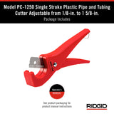 Cortador PC-1250, Mangos de Tijera, Para Tuberías y Tubos Plásticos, Cuchillas Reversibles, Rojo RIDGID