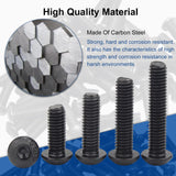 MroMax - 50 tornillos de cabeza de botón M4 x 8 mm, acero de aleación de grado 10.9, unidad de enchufe Allen, acabado de óxido negro, rosca completamente a máquina