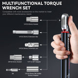 Aiourx Llave Dinamométrica 1/4" 2.26-22.6 N.m / 20-200 in.-lb., Llave Dinamométrica Set para Bicicleta, Moto, Coche, 11 piezas Negro
