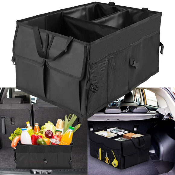 Organizador de cajuela para auto,Caja impermeable de almacenamiento para el automóvil de gran capacidad,Múltiples compartimentos exteriores e interiores,Apto para todoterreno,coche,SUV.