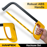 ▶ Hanpex 12 pulgadas. Marco de sierra para metales de alta tensión con 10 cuchillas bimetálicas adicionales, sierra de mano adecuada para metal, madera, PVC, carpintería