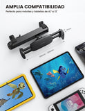 ▶ Soporte Tablet Auto - Cierre Seguridad, Brazo Extensible 38cm, Porta Tablet para Carro, Base iPad para Niños, Compatible con iPad Pro, Air, Mini, Samsung, Switch, 4.7-13" Tablets