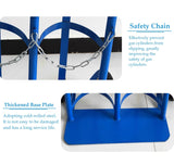 Carrito portatanques de oxígeno Nitroso Doble con Ruedas, asa de Goma y Cadena Ajustable. Soporte de Acero Resistente para Cilindros de oxígeno, fácil de Transportar (Azul).