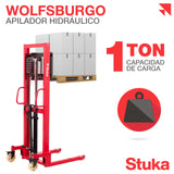 Montacargas Hidráulico Manual, pilador Manual para Pasillo 1 Tonelada, Apilador de Tarimas de elevación de Material,