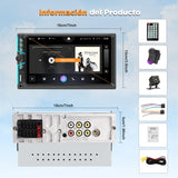 ▶ Autoestéreo para Carro de 7 Pulgadas con Pantalla Doble DIN, Solo DIN& Doble Design Estéreo Multifuncional para Automóvil, MP5, FM, AUX, TF, Cámara Trasera, GPS, Bluetooth