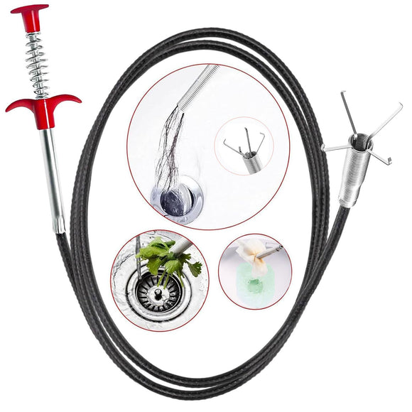 ▶ Desagüe de serpiente, removedor de zuecos, herramientas de limpieza de canalones, limpiador de drenaje para inodoro, alcantarillado, ducha, cocina, baño, tina, desagües obstruidos,