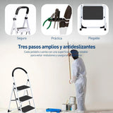▶ Escalera Plegable De 3 Peldaños, Aluminio, Escalera de Tijera para Interior y Exterior, Portátil Multifuncional
