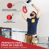 ▶ Guía jalacables de acero Cinta de Pescado de 30 m en con Diseño Optimizado de La Carcasa, , Carreras Cortas y Medición de Conductos, Diseño ligero, Facil de transportar