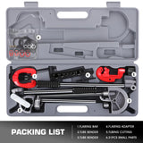 ▶ Herramientas de doble abocinamiento individual 3 en 1, kit de herramientas de llamarada que incluye doblador de tubos de 180 grados, cortador de tubos para cobre, latón, tuberías