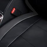 ▶ Fundas de asiento de auto, protegen el banco delantero y trasero, piel sintética y fibra de carbono, a prueba de agua (gris y negro, juego completo de 9 piezas)