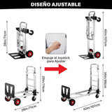 Carro y Carro Plegable Convertible 3 en 1, Caro de Aluminio Portátil con 2 Ruedas Giratorias, Adecuado para Equipaje, Mudanzas, Uso en Oficina, Viajes, Capacidad de Carga 300 Libras