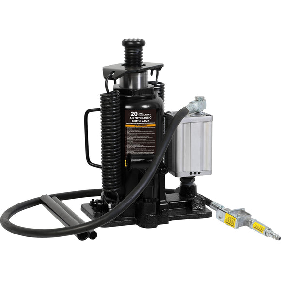 Gato de Botella hidráulica de Aire neumático de 20 toneladas (40 Libras) de Capacidad con Bomba Manual para Camiones, Color Negro