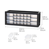▶  Organizador de Tornillos, Gabinete de 26 Cajones, Almacenamiento de Cajones de Plástico para Manualidades, Piezas Pequeñas, Tuercas y Herramientas, Pasatiempos de Arte de Scrapbook - Negro