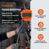 Polipasto Manual, 2 Toneladas Cadena De 6 Metros, para Elevación y Tracción En Obras De Construcción, Garajes, Almacenes, Instalaciones De Automoción, Talleres, Fábricas Y Granjas
