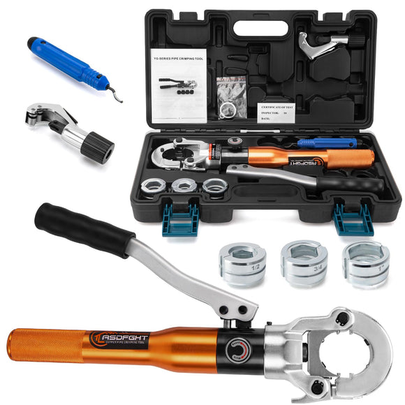 ▶ Prensado de tubos de cobre, con mordazas de 1/2 pulgadas, 3/4 pulgadas, 1 pulgada, accesorios de tubo de cobre, herramienta hidráulica de prensado de tuberías para Pro Press, accesorios