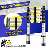 ▶ Escalera Telescópica de Aluminio 5 Metros-Plegable, Extensible, Compacta y Portátil Escalera para Usos Multiusos, Capacidad de Carga 150 kg,