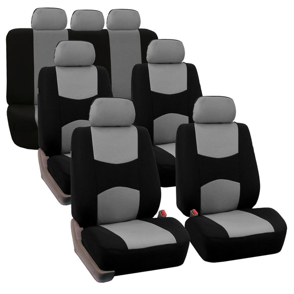 ▶ Fundas de Asiento de Coche de Tres Filas para 7 pasajeros, Ajuste Universal para Coches, Camiones y SUV (Gris) FB050217