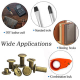 🔩 Alloygold - Juego de 50 tornillos M5 x 8 de bronce Chicago - Remaches de piel, remaches de piel, botones de rosca Chicago