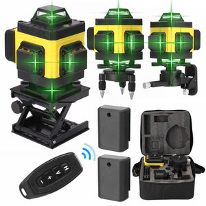 Nivel láser Autonivelante, 4D 16 Líneas, Nivelador Láser Multifuncional 3°, Herramienta de Nivelación con Líneas de Inclinación Horizontales, 2 Baterías Recargables para Uso Interior Como Exterior