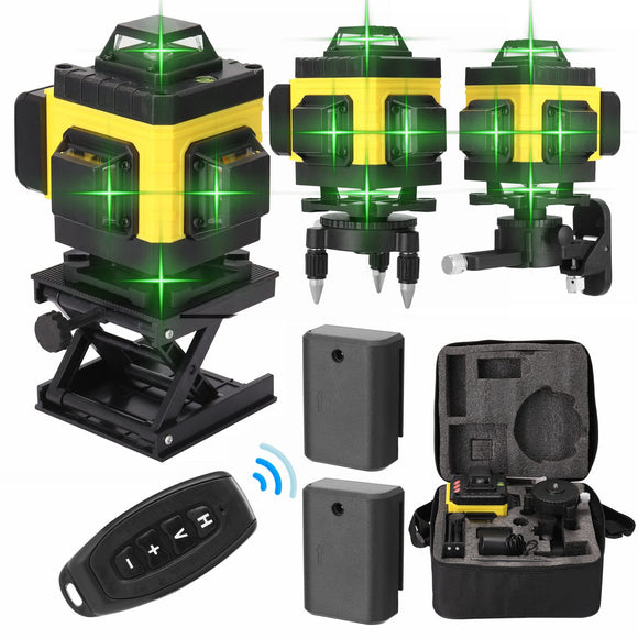 Nivel láser Autonivelante, 4D 16 Líneas, Nivelador Láser Multifuncional 3°, Herramienta de Nivelación con Líneas de Inclinación Horizontales, 2 Baterías Recargables para Uso Interior Como Exterior