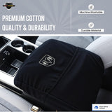▶ Funda de consola central con licencia oficial de ajuste personalizado con logotipo plateado bordado de Ram para modelos seleccionados de Ram con asiento de cubeta (no asiento de banco/salto)
