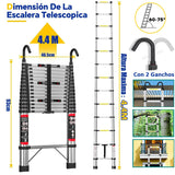 ▶ Escalera Plegable De 4.4 Metros Escalera Telescópica Multiusos Portátil De Escalón Un Peldaño Capacidad De 330 Libras, Escalera De Carga Plegable Escalera para Exteriores