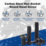 MroMax - 50 tornillos de cabeza de botón M4 x 8 mm, acero de aleación de grado 10.9, unidad de enchufe Allen, acabado de óxido negro, rosca completamente a máquina