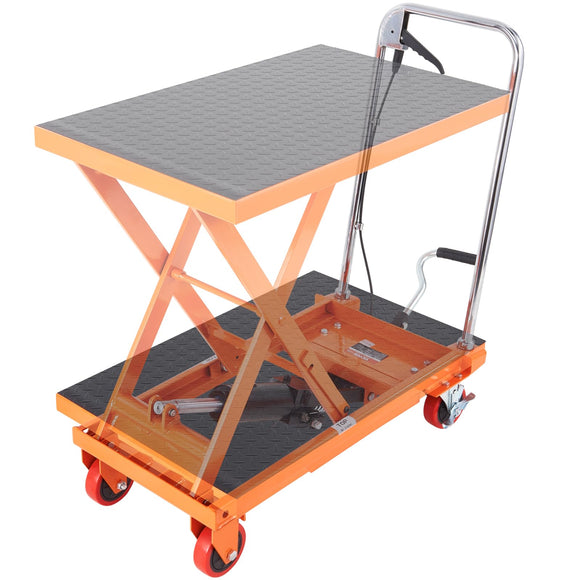 Carrito de Mesa de elevación hidráulica, Capacidad de 500 Libras, Altura de elevación de 28.5 Pulgadas, Mesa de elevación Manual de una Sola Tijera con 4 Ruedas y Almohadilla Antideslizante