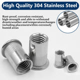 🔩 Vifmy - Kit de surtido de tuercas de remache métricas y SAE (300 unidades), M3 M4 M5 M6 M8 M10 M12#8-32#10-24 1/4"-20 5/16"-18 3/8"-16 304 de acero inoxidable UNUNUNC A UNUNC Head Nutsert