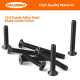 🔩 M4 x 20 mm, 25 mm, 30 mm, 35 mm, 40 mm, tornillos de cabeza plana avellanados, acero de aleación de grado 10.9, acabado de óxido negro, unidad hexagonal Allen, métrico totalmente roscado, kit surtido 50 unidades
