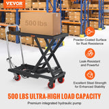 Carrito de mesa de elevación hidráulica, capacidad de 500 libras, 28.5 pulgadas, con 4 ruedas y almohadilla antideslizante, para manejo y transporte de materiales, color negro