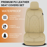 ▶ Juego Completo de Fundas de Asiento de Coche de Piel sintética, Impermeables, con Fundas de Asiento de Banco Dividido, Fundas universales para automóviles para sedanes, SUV, camionetas