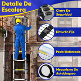 ▶ Escalera Telescópica de Aluminio 5 Metros-Plegable, Extensible, Compacta y Portátil Escalera para Usos Multiusos, Capacidad de Carga 150 kg,