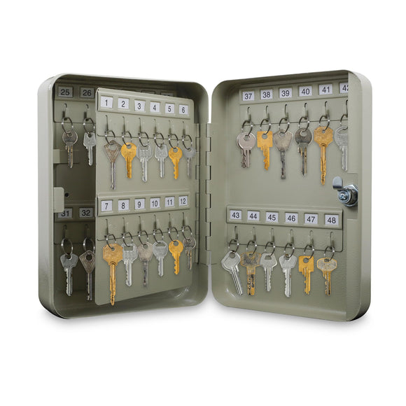 Caja de Seguridad para Llaves, Organiza hasta 48 Llaves, Interiores y Exteriores, Valet Parking, Edificio, Caja Fuerte de Seguridad, Instalación en Pared, Incluye 2 Llaves y Etiquetas